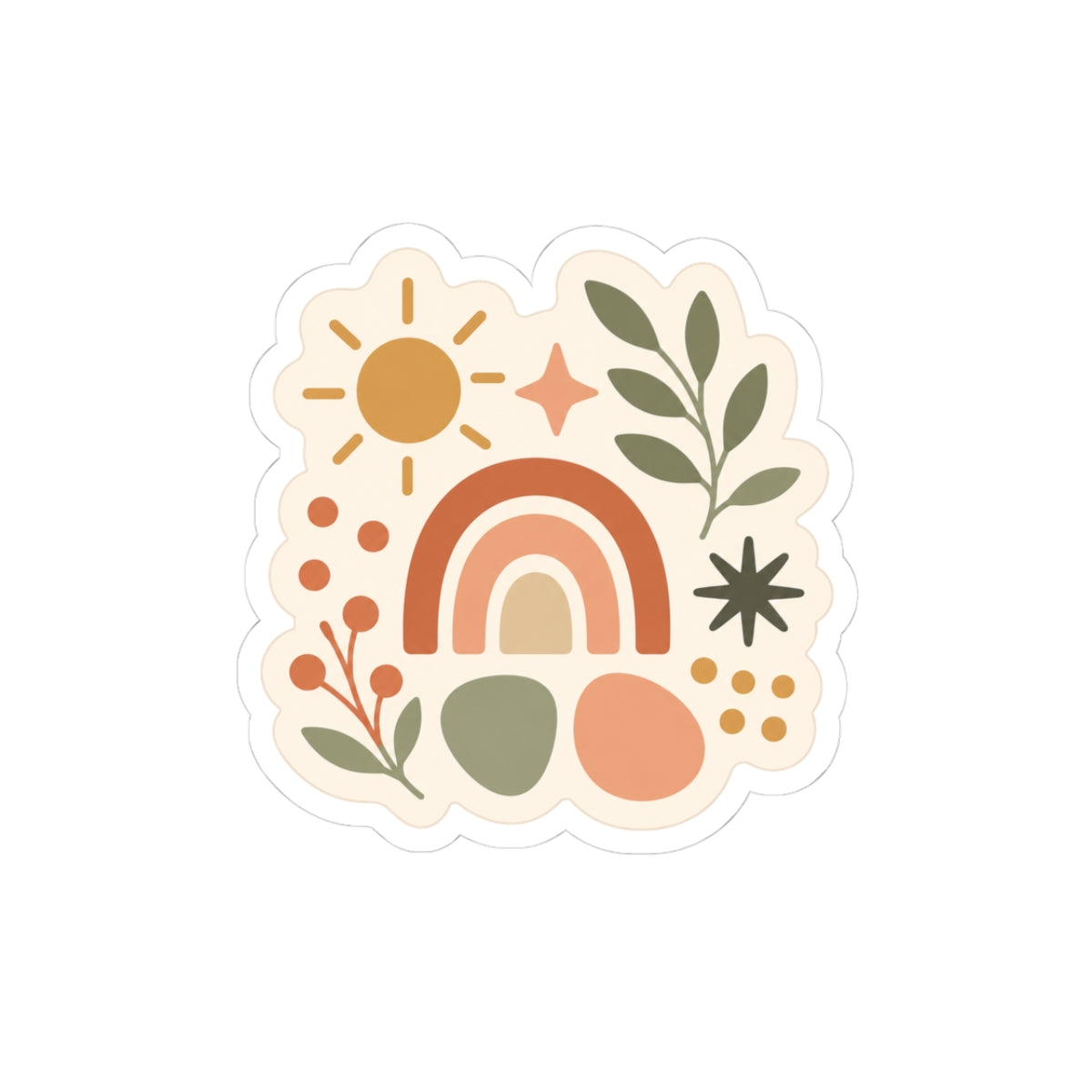 Boho Rainbow Floral Sticker | 3" Kiss-Cut Vinyl Sticker