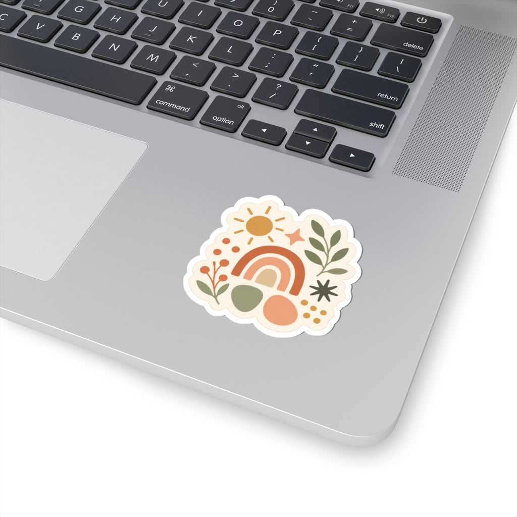 Boho Rainbow Floral Sticker | 3" Kiss-Cut Vinyl Sticker