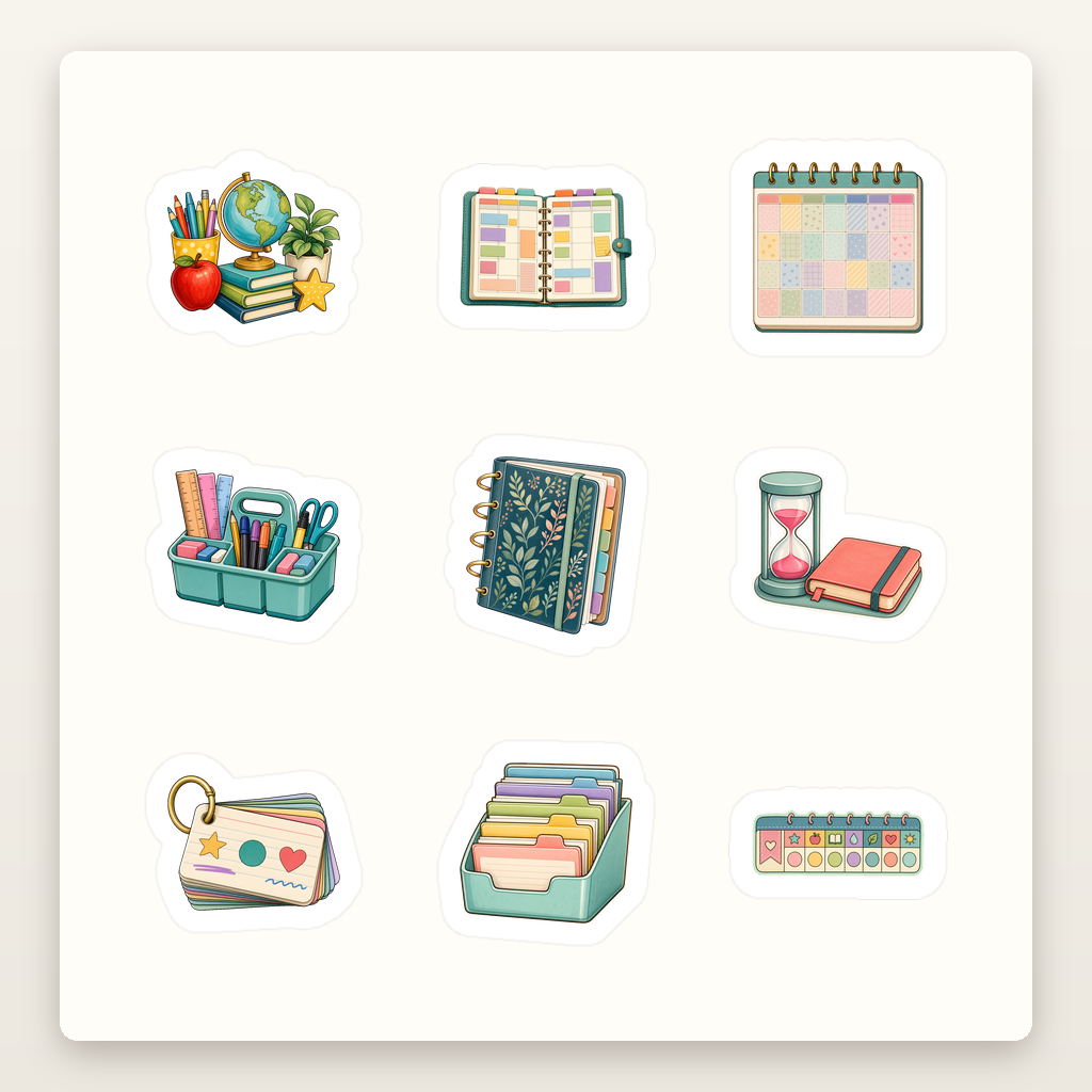 Teacher Planner Sticker Sheets - Sheet 01 - Teacher Classroom Essentials