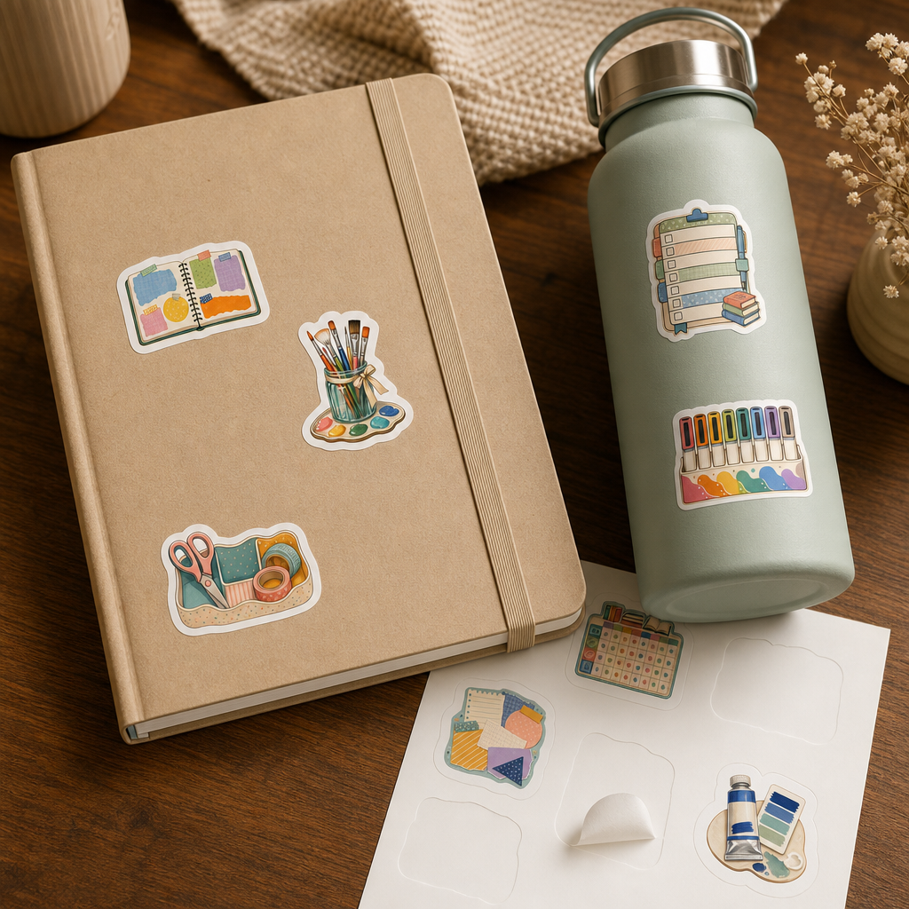 Teacher Planner Sticker Sheets Teacher Planner Sticker Sheets - Sheet 07 - To Do Checklists stickers styling a journal cover and water bottle