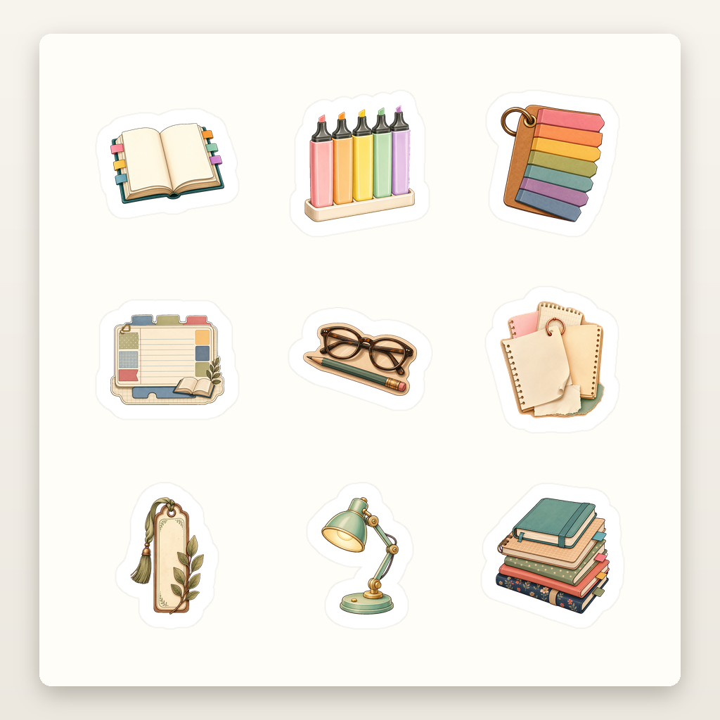 Bookish Reading Sticker Sheets - Sheet 07 - Annotated Reads