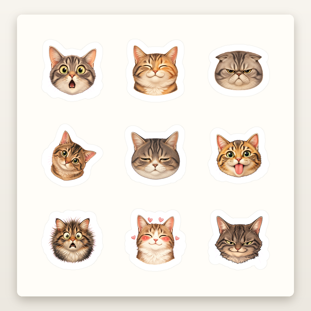 Cat Lover Sticker Sheets - Sheet 07 - Cat Expressions