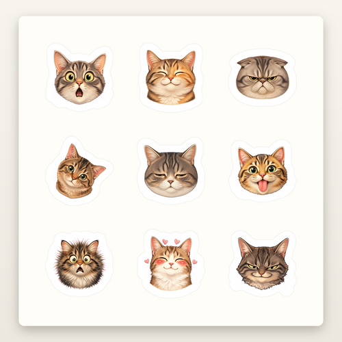 Cat Lover Sticker Sheets - Sheet 07 - Cat Expressions