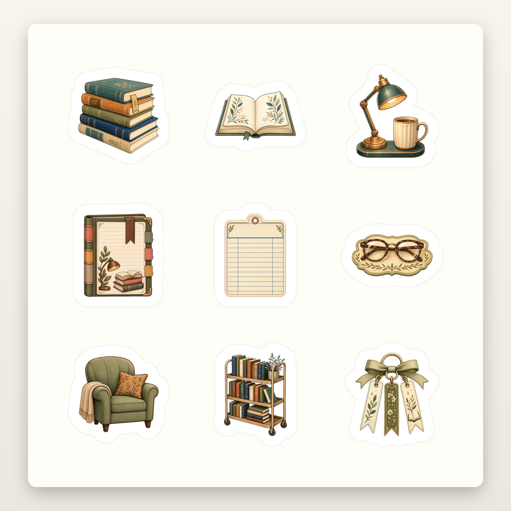 Bookish Reading Sticker Sheets - Sheet 02 - Bookish Reading