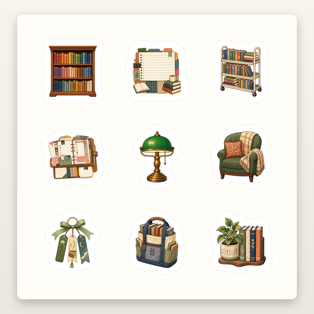 Bookish Reading Sticker Sheets - Sheet 05 - Library Day