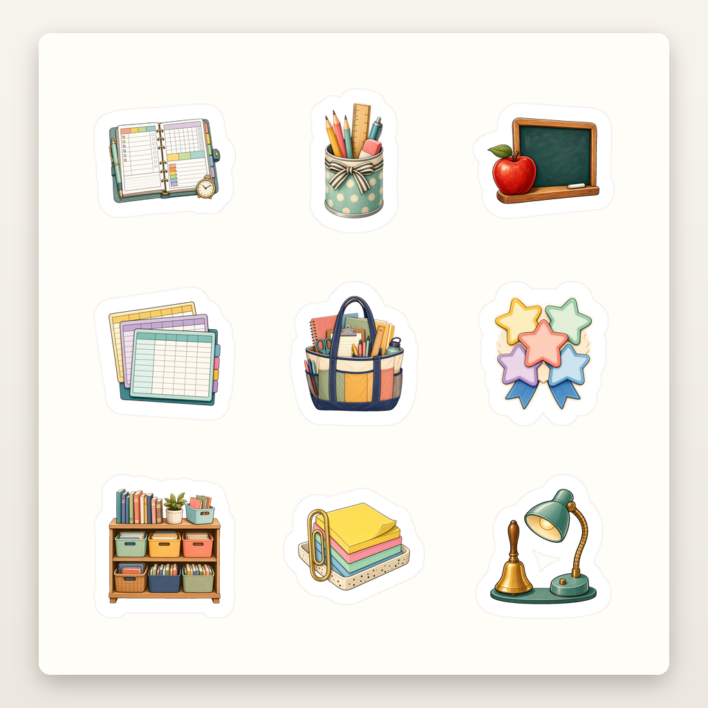 Bookish Reading Sticker Sheets - Sheet 01 - Teacher Planner