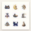 Cat Lover Sticker Sheets - Sheet 06 - Space Explorer Cats