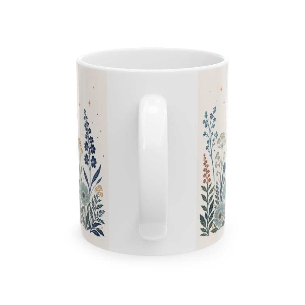 Moonlit Botanical Ceramic Mug handle and wrap continuity view